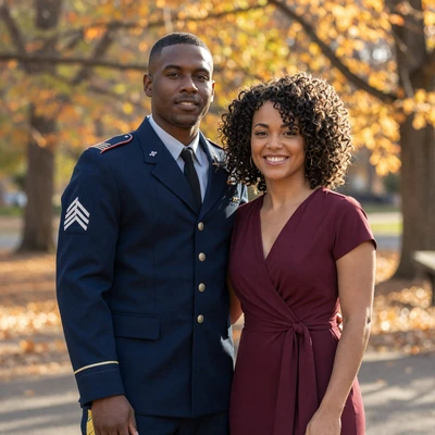 Senior Airman Trevor & Janelle couple portrait